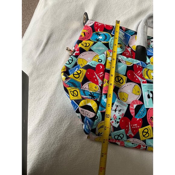 RARE NWT KATE SPADE WEEKENDER RICH NAVY MULTI colorful TRAVEL bag STAMPS - Picture 5 of 7